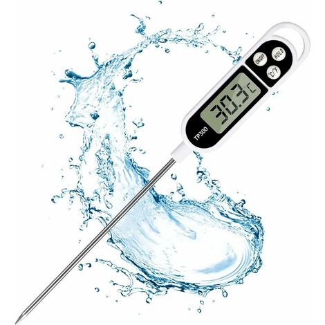 Fleischthermometer, Küchenthermometer, Digitaler, sofort ablesbarer Temperaturfühler zum Kochen von Speisen mit großem LCD-Display ℉ / ℃-Taste für heiße Getränke, Grill, BBQ, Marmelade