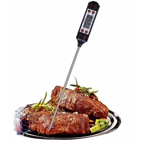 Fleischthermometer Küchenthermometer, Kochthermometer, Fleischthermometer, sofort ablesbar mit langer Sonde, digitales Kochthermometer für Grill BBQ Smoker Kitchen Oil Treats