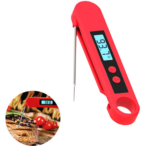 Fleischthermometer Lebensmittelthermometer Digitales Sofortlesethermometer LCD-Display mit Hintergrundbeleuchtung Wasserdichtes Thermometer