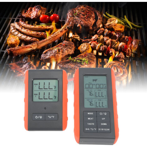 Fleischthermometer mit zwei Sonden, digitales Grillthermometer, drahtloser Alarm, HTN Küchenthermometer-Sonde