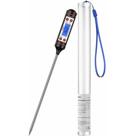 Fleischthermometer, sofort ablesbares Küchenthermometer mit 5,9 Zoll langer Sonde, hintergrundbeleuchteter LCD-Bildschirm, automatische Abschaltung, Lebensmittelkochthermometer für BBQ, Milch, Wasser,