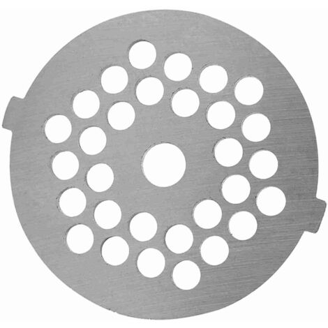Fleischwolfscheibe und Messer aus Aluminiumlegierung – 5 mm Lochblech, silberfarben, Abmessungen 53 x 57 x 4 mm