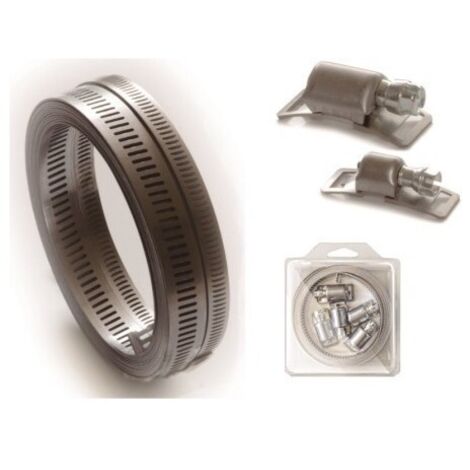 Fleje Fijacion  Perforado 3Mt 14Mm +6 Cierres Acero Inox Aisi 430