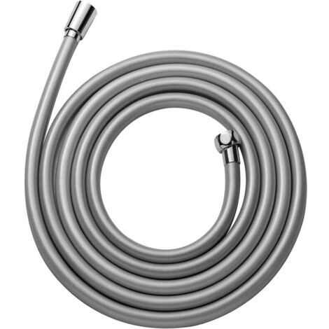 Flessibile doccia da 3 m con protezione antitorsione, in PVC ad alta pressione, per rubinetteria da bagno, argento.