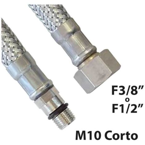 FLESSIBILE IN ACCIAIO INOX PER MONOCOMANDO CORTO DN8 F1/2"" x M12 - 35 cm