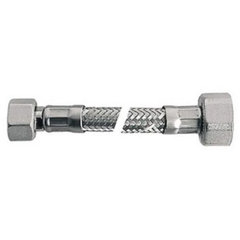 FLESSIBILE INOX MOD. LUX NORMALE CM. 10 CON TEFLON E GUARNIZIONE MF 1/2 X 1/2
