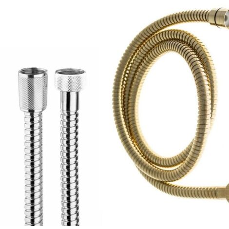 Flessibile ottone doppia aggraffatura 1/2" x 1/2" FF conico, 200 cm, colore oro A00045E00021021