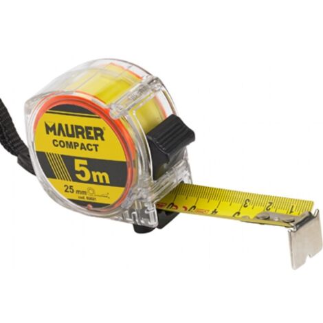 FLESSOMETRO MAURER 8MT 25MM IN ABS TRASPARENTE
