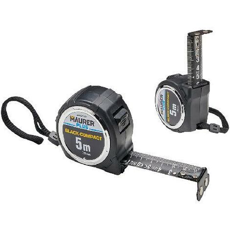 FLESSOMETRO MAURER PLUS """BLACK-COMPACT""" NERO 5MT 25MM - CF. IN BLISTER