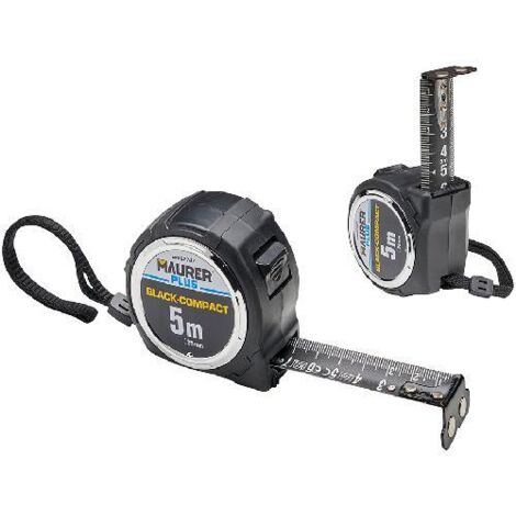 FLESSOMETRO MAURER PLUS """BLACK-COMPACT""" NERO 8MT 25MM - CF. IN BLISTER