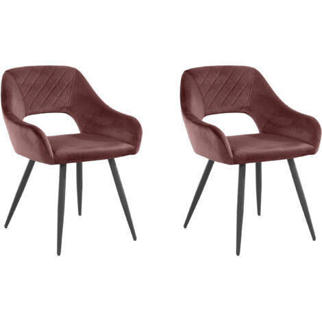 Fleur 1-Ensemble de 2 chaises de salle à manger rembourrées en velours rose foncé