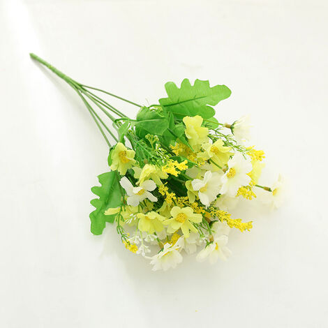 Fleur Artificielle 1 Pièce, Faux Daisy Monofilament Fleur Plastique Arbuste Plante Intérieur Extérieur Maison Cuisine Décor Jardin Vert Arbuste Fleur Artificielle, Blanc Vert