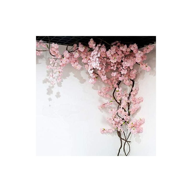 Ugreat - Fleur Artificielle 105 Cm Faux Cerisier Fleur Arbre 3 Fourche Sakura Branche Fleur Artificielle Soie De Mariage Fond Décoration Murale,AAFGVC