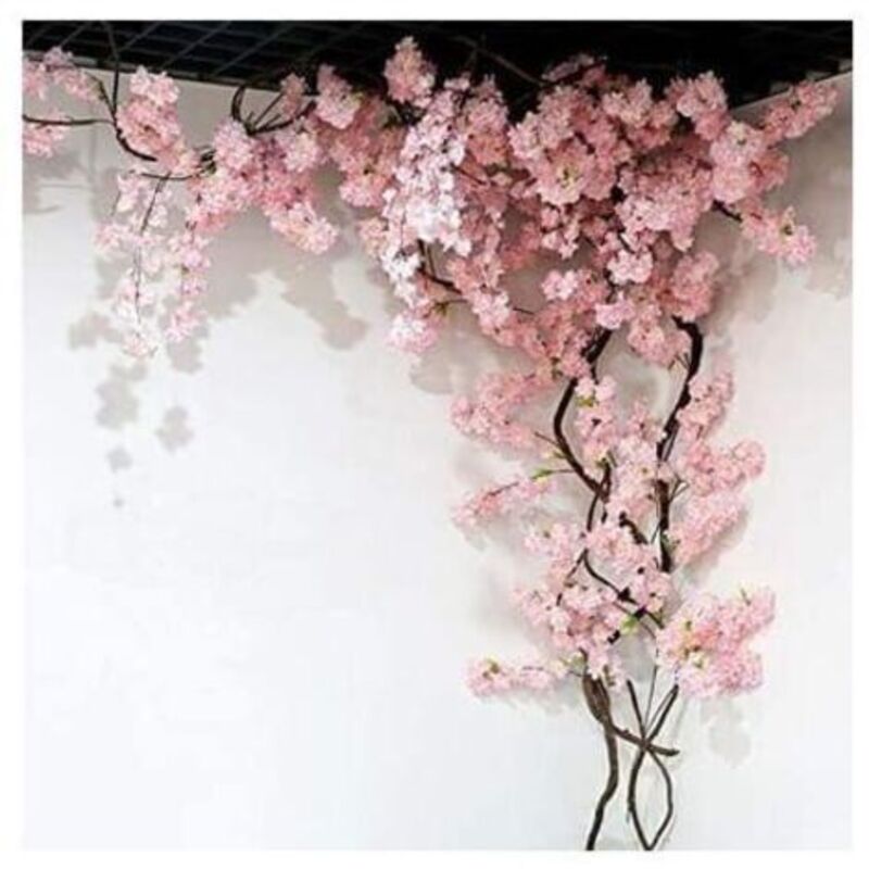 Fleur Artificielle 105 Cm Faux Cerisier Fleur Arbre 3 Fourche Sakura Branche Fleur Artificielle Soie De Mariage Fond Décoration Murale