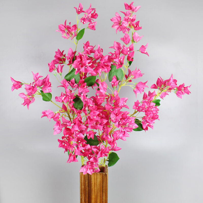 Fortuna Lai - Fleur Artificielle Branches de Bougainvilliers en Soie Artificielle 120cm Bougainvilliers Faux Rose Rouge avec Tiges en Fer pour