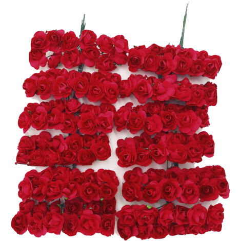 Fleur Artificielle DECORFLOR Roses de Prunier en Papier 144 Fleurs Rouge Grande pour DIY Décorations de Boîte Cadeau Couronne
