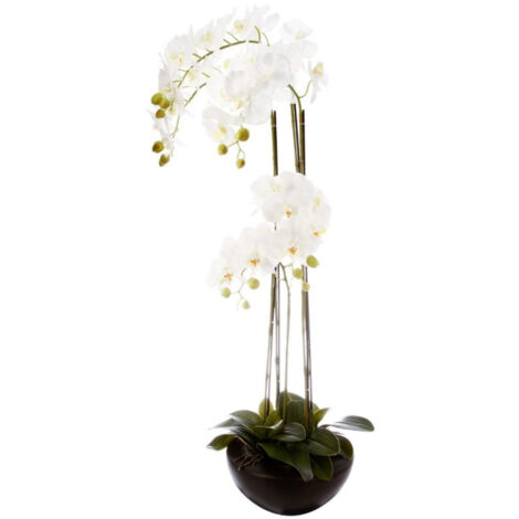 Fleur Artificielle en Pot "Orchidée" 115cm Blanc