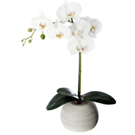 Fleur Artificielle en Pot "Orchidée" 53cm Gris