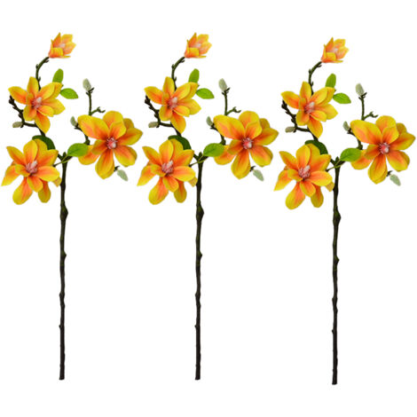 Fleur artificielle Magnolia - 3 pcs - 56 cm jaune pour décoration mariage et maison