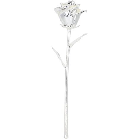 Fleur Artificielle Premium 24K avec Tige Longue et Feuille - Collection Artisanale Argenté