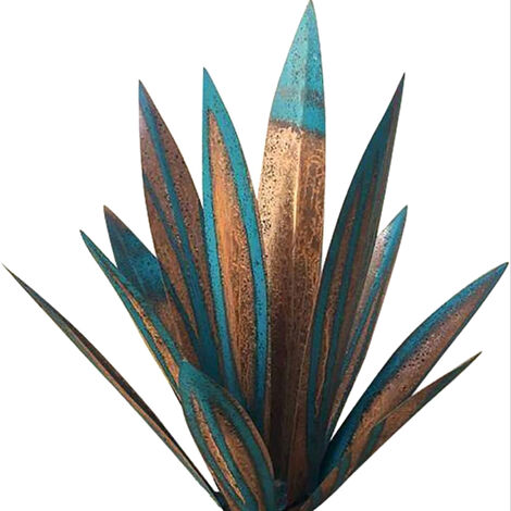 Fleur d'agave de jardin extérieur, ornements décoratifs en fer forgé bleu royal 9 feuilles