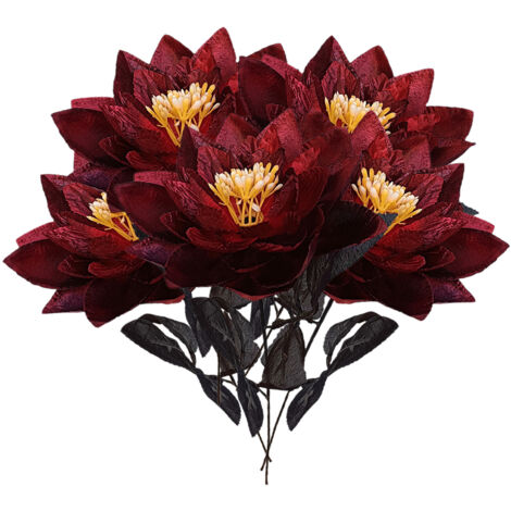Fleur de Lotus Artificielle 6 Pièces, Fleur de Plante Colorée élégante pour la Décoration de Fête de Bureau de Cuisine à Domicile (221013DJ01-2)