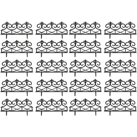Fleur de Lys Black Plastic Lawn Edging (60cm x 32cm) - 20 Panels