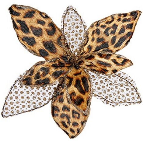Fleur décorative Léopard Noël Marron 35 x 35 x 35 cm