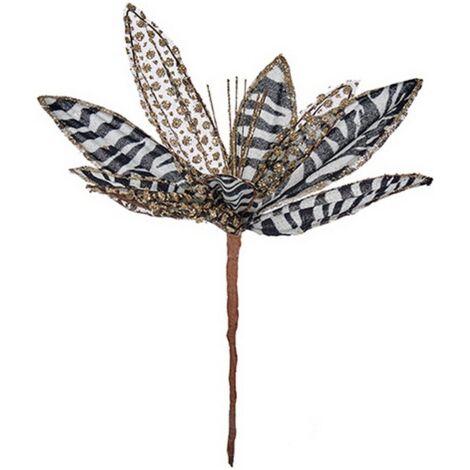 Fleur décorative Noël Noir Blanc Plastique 25 x 27 x 25 cm