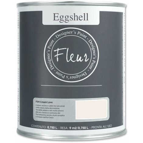 Fleur Designer'S Paint Fleur Eggshell Smalto Satinato Ad Alta Resistenza Per Mobili E Grandi Superfici - 0.75L - F04 Cream Love