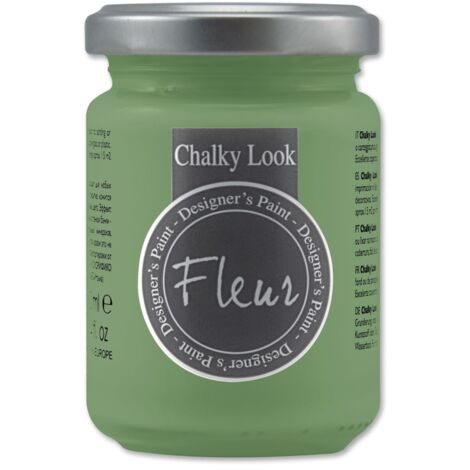 FLEUR DESIGNER'S PAINT  Pittura ad Acqua, Effetto Gesso Naturale, Extra Opaca, Fleur Chalky F51, Colore Welcome Green, Made in Italy, Formato da 130 ml