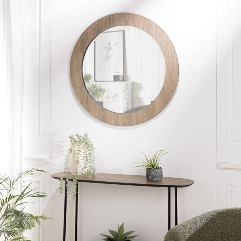 Fleur - Miroir rond 80x80cm couleur mocha