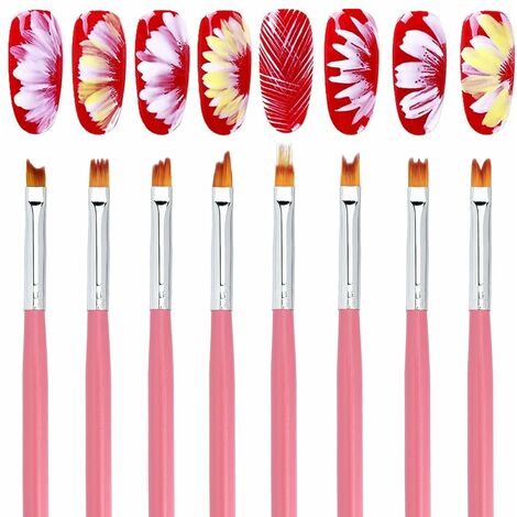 Fleur Nail Art Pinceaux Set 8 Pcs Gradient Brush Nail Art Brush Pen Nail Design Dessin Peinture Gradient pour DIY UV Gel Acrylique