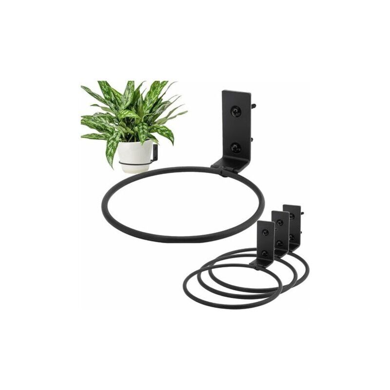 Fleurs 4Pcs Fixation Murale Pot De Support Muraux Pot De Fleur Métal Support De De Pot Fleur Mural Porte Pot De Fleur Anneau Antirouille Support De