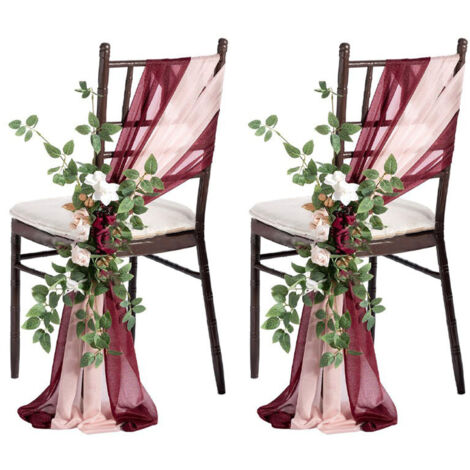 [ Fleurs artificielle ] Fleurs artificielle 2P pour Décoration : Set de 2 Fleurs artificielle pour Chaises de Cérémonie, Événements Festifs et Décorations de Fond avec Rideau et Toile