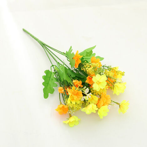 Fleurs Artificielles 1 Pièce, Faux Daisy Monofilament Fleur Plastique Arbuste Plante Intérieur Extérieur Maison Cuisine Décor Jardin Vert Arbuste Fleur Artificielle, Jaune