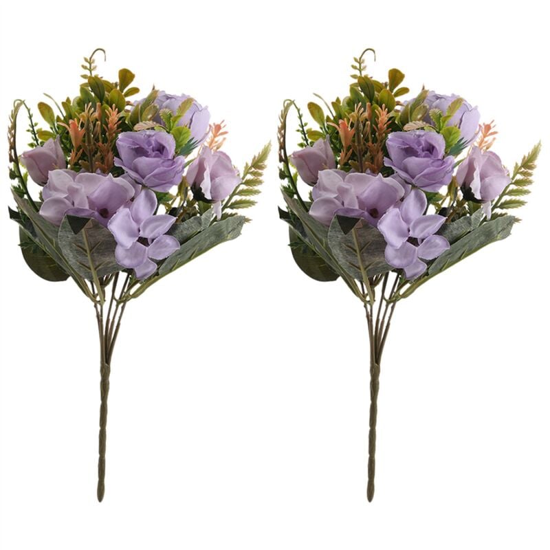 Fleurs Artificielles, 2 Pcs Faux Pivoine Soie Hortensia Bouquet de Fleurs Arrangements de Fleurs Centres de Table (Violet)