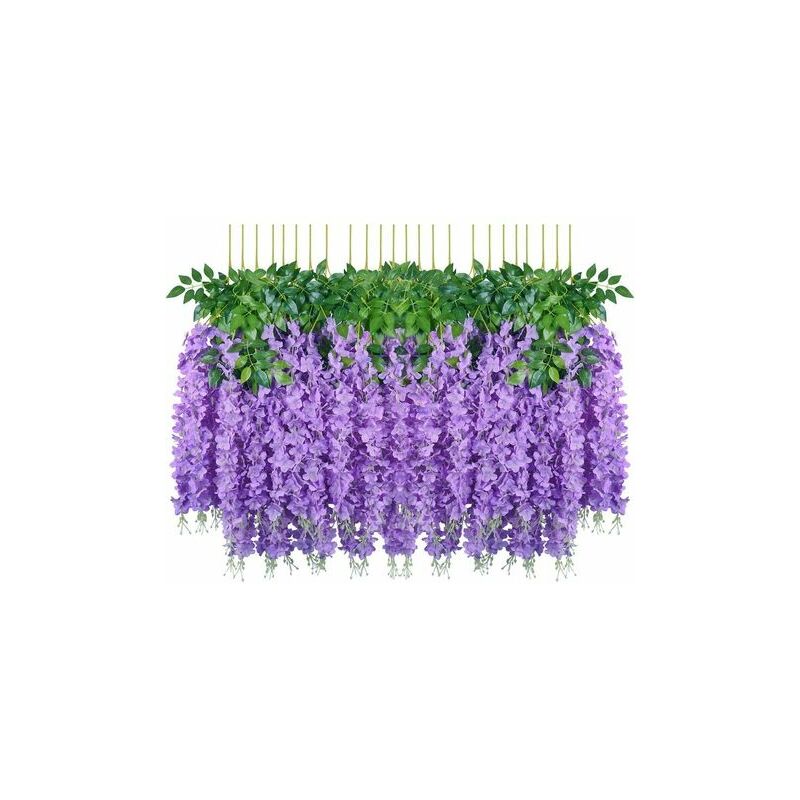 Choyclit - Fleurs artificielles, 24 pièces artificielles faux glycine vigne suspendus fleurs en soie décor de fête de mariage à la maison (24 pièces,
