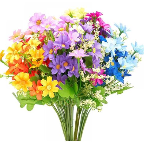 Fleurs artificielles, 6 bouquets de 6 plantes artificielles pour balcon
