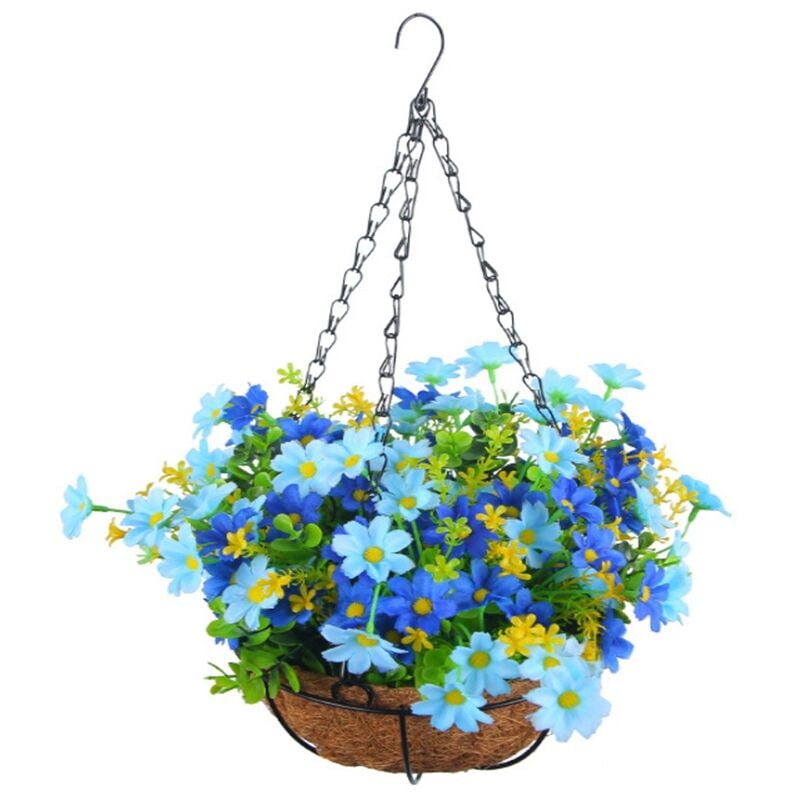 Tlily - Fleurs Artificielles à Suspendre dans un Panier pour DéCor de Jardin de Pelouse de Patio, pour la DéCoration D'ExtéRieur et D'IntéRieur-Bleu