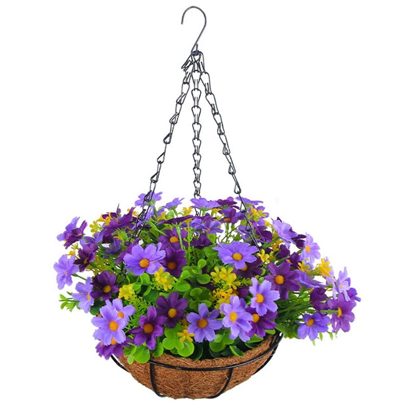 Fleurs Artificielles à Suspendre dans un Panier pour DéCor de Jardin de Pelouse de Patio, pour la DéCoration D'ExtéRieur et D'IntéRieur-Violet