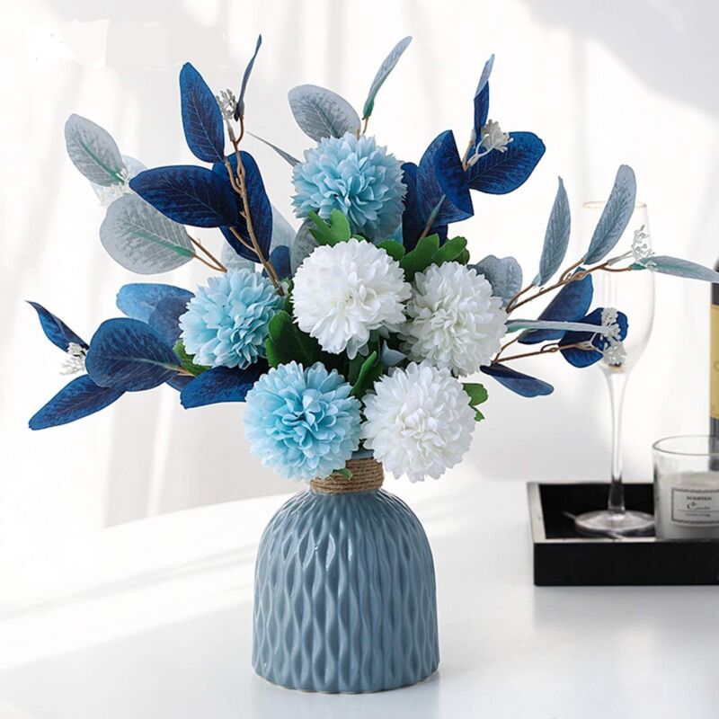 Mezheng - Fleurs Artificielles Avec Vase Faux Hortensia Arrangements Floraux Pour La Décoration De Mariage De Fête De Jardin à La Maison