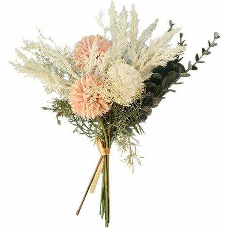Fleurs Artificielles, Bouquet Artificiel, Décor Fleur Réaliste Fausse Fleur Fleurs en Soie pour La Fête À La Maison Mariage Bureau Patio Table Décoration De Bureau (Champagne) Cisea