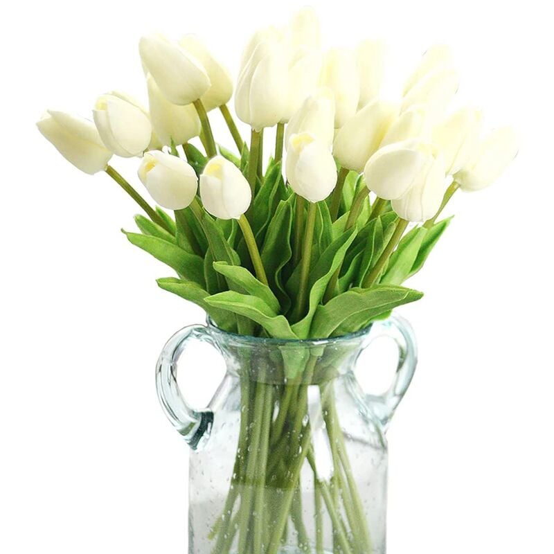 Fleurs Artificielles, Bouquet de Fausses Fleurs 20 PièCes SéRies Tulipe Real Touch Bouquet de Mariage de MariéE pour la DéCoration Florale de la