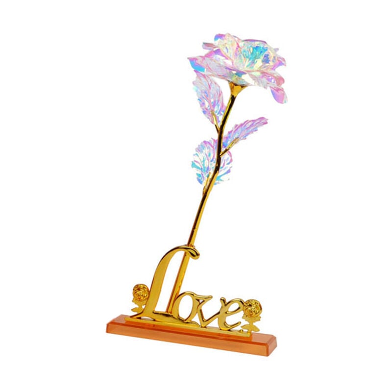 Tlily - Fleurs Artificielles de la Saint-Valentin pour Toujours 24K Or Coloré avec Base avec BoîTe- de Luxe pour les Femmes