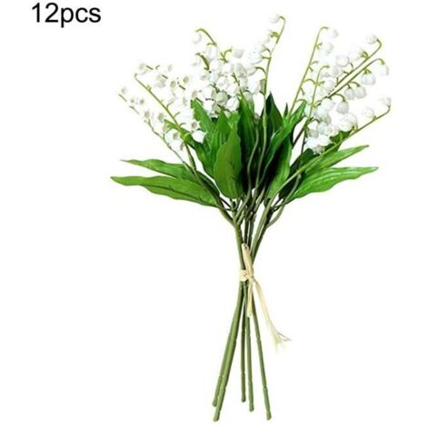 Fleurs artificielles de muguet Lys artificiel de la vallée, 12 pièces, fausse fleur de Simulation élevée pour deco petits