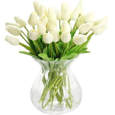 MEZHENG Fleurs Artificielles Fausse Fleur Tulipe Real Touch Pour Salle De Mariage Maison Hôtel Décoration De Fête Et Diy Décor (Jaune - 12 Pcs)