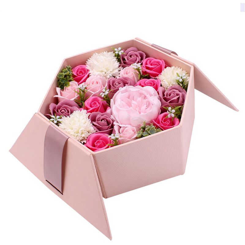 Fleurs Artificielles Fleur BoîTe en Papier Savon Fleur Emballage Ensemble BoîTe Saint Valentin FêTe de Mariage Cadeau Savon Rose, Rose