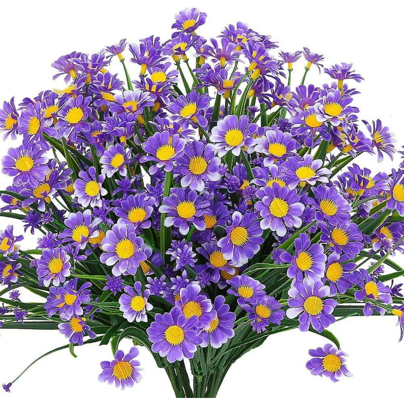 Fleurs artificielles. Lot de 4 fleurs artificielles en plastique. Plantes d'extérieur résistantes aux UV.