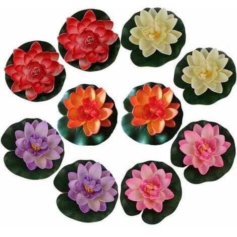 Fleurs Artificielles Lotus Flottants étanches Romantiques pour Les Amants et Les Enfants Adapté au Mariage et la Festival Saint Valentin- Lot de 10 Fleurs artificielles